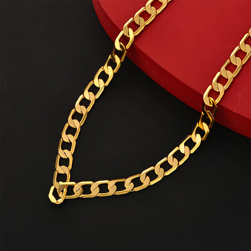 Magazzino locale, Argento 925, Collana cubana dorata da 7 mm, Adatta per lo stile street di tutti i giorni, Set di coppia coordinato, Fornito con una delicata confezione regalo