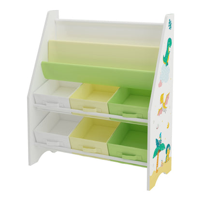 Scaffale per bambini 'Ponteceso' con 2 scomparti portaoggetti e 6 contenitori pieghevoli, 74 x 62 x 26,5 cm