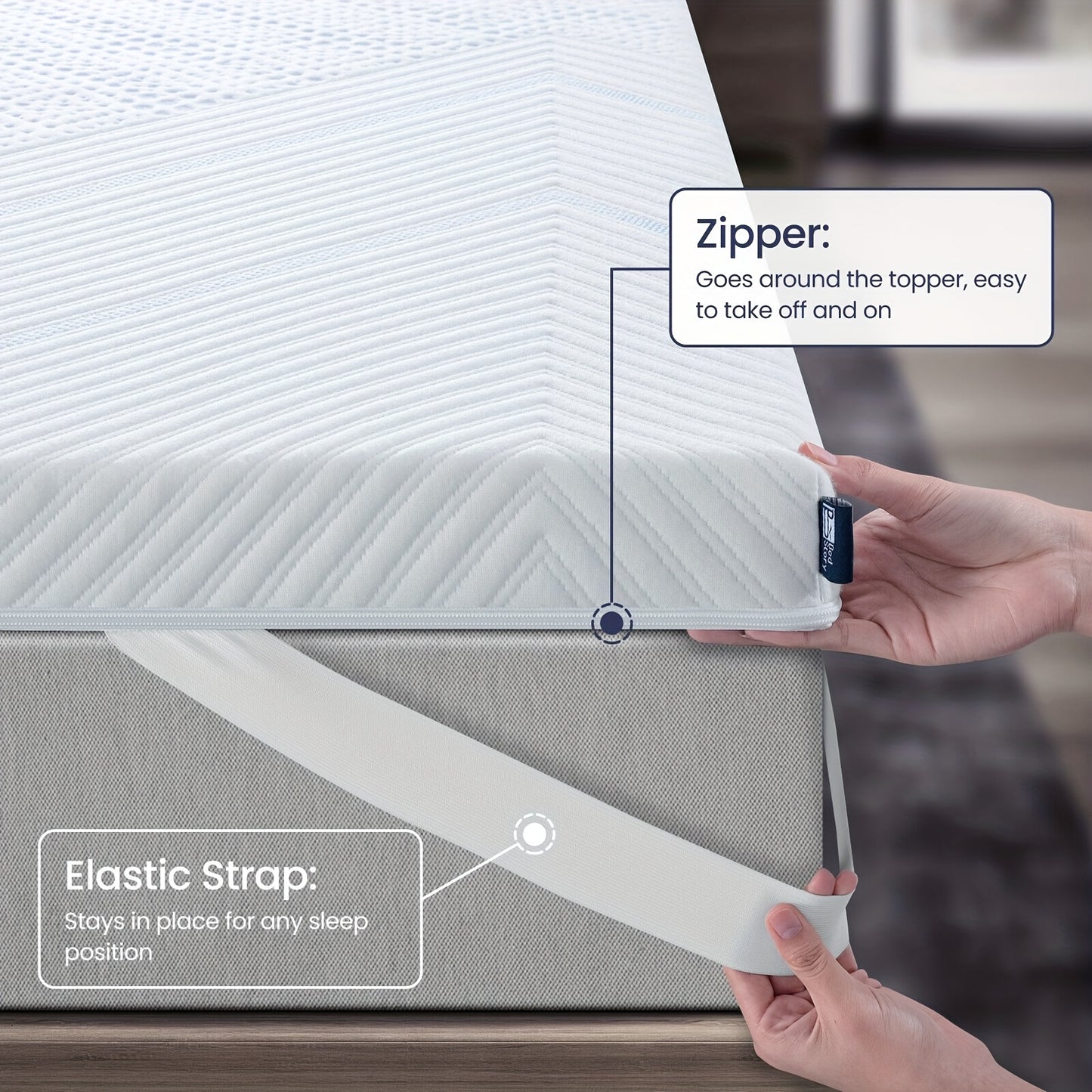 Coprimaterasso Bedstory, Rialzo per Materasso Rigido a Doppio Strato H2 e H3, Altezza 10 cm, Schiuma Fredda Gel Traspirante Confortevole con Fodera Lavabile, Bianco, Traspirante, Confortevole