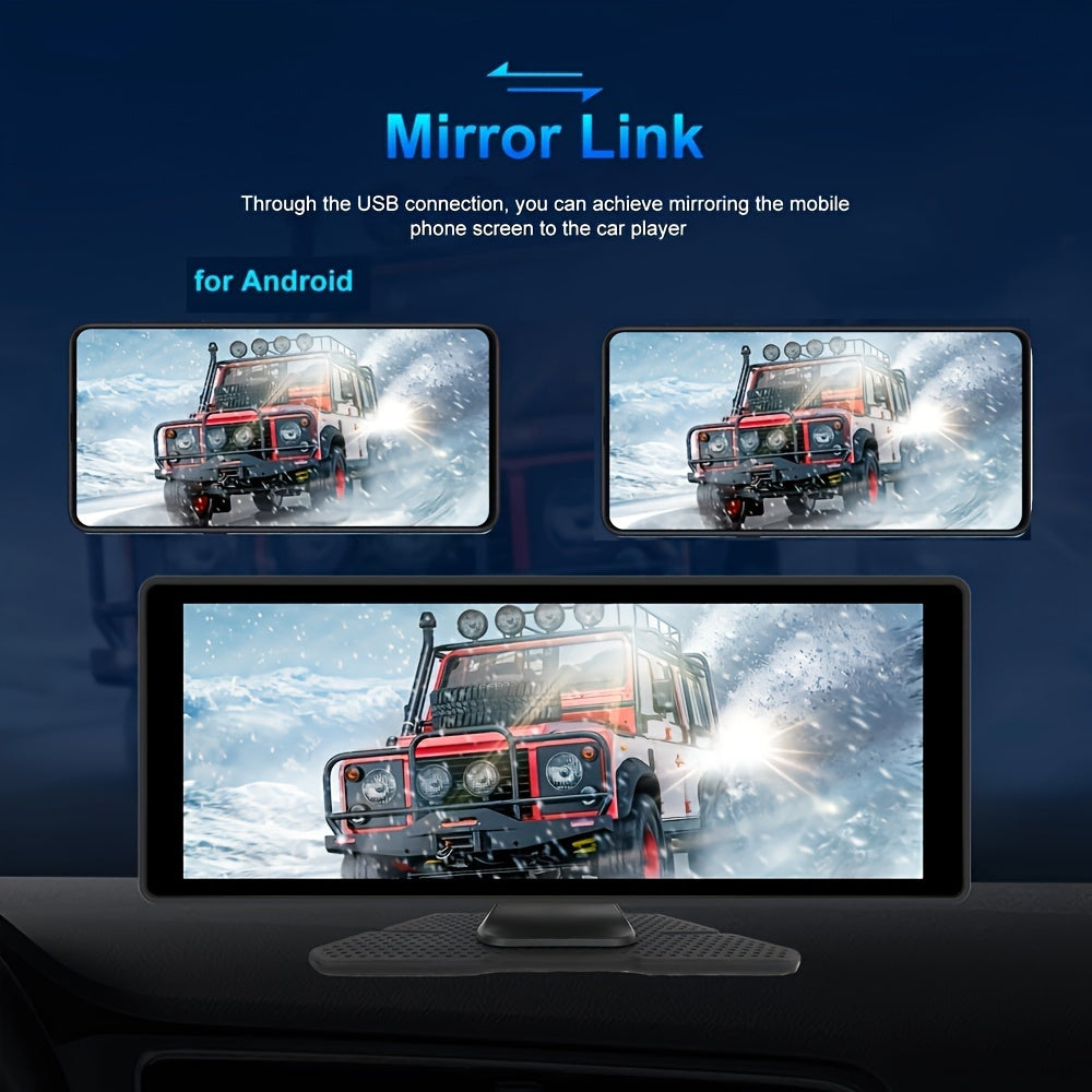 PODOFO Schermo Wireless da 10,26 Pollici per Autoradio con Carplay Android Auto con Vivavoce BT/ Touchscreen HD/ Airplayer/ Android Mirror Link/ GPS/ Si-ri/ Telecamera Posteriore/ FM/ AUX/ Porta Scheda TF/ Base Monitor, Un Regalo Perfetto per Papà
