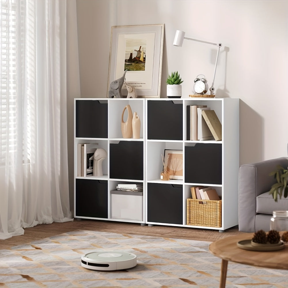 1pc Libreria, Libreria Verticale, Scaffale per Ufficio Domestico, Armadio Porta Documenti, 3 Ante, 6 Scomparti, Scaffale da Studio, 59.6X91X29Cm
