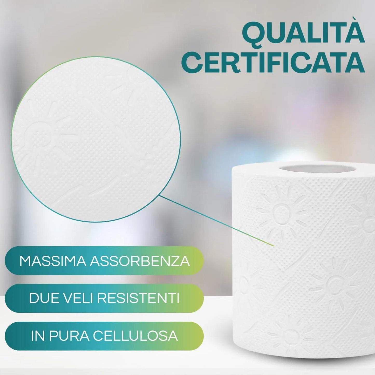 96 rotoli di Carta igienica da 130 strappi in carta in pura cellulosa a 2 veli - Carta con Goffratura a Rombo - 8 confezioni da 12 rotoli -6991M