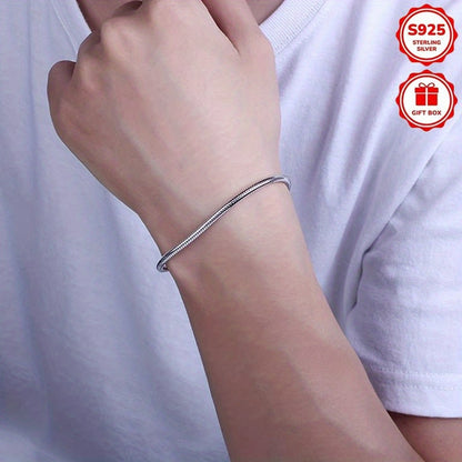 Bracciale in Catena Snake Bone in Argento Puro 925, Design Semplice ed Elegante con Stile Chic e Versatile, Perfetto per l'Uso Quotidiano, Regalo per San Valentino, Regalo per le Feste, Ideale per Compleanni e Vacanze al Mare