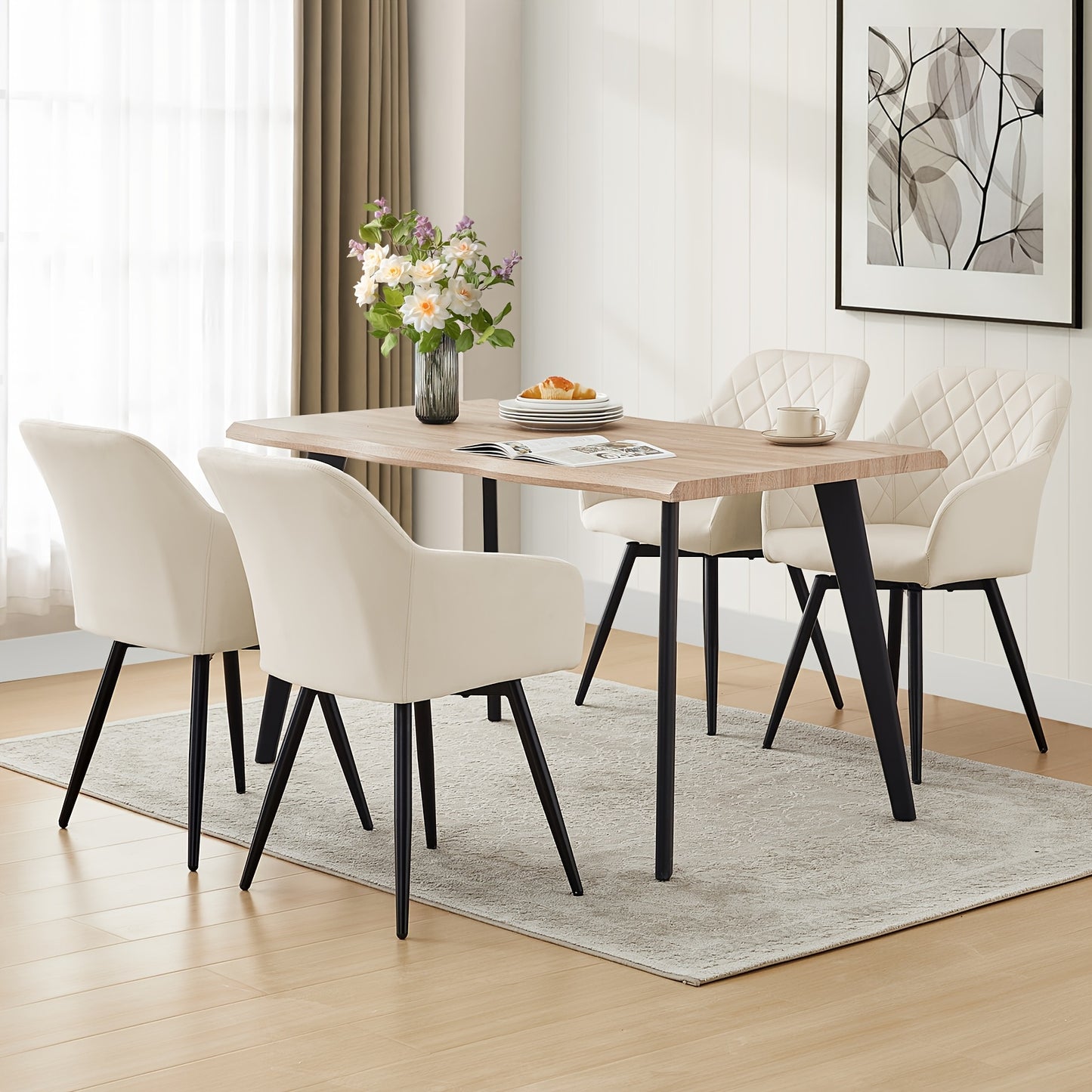 Set di 2 sedie da pranzo girevoli, sedie d'angolo imbottite in velluto con braccioli e gambe in metallo, sedia da trucco per camera da letto senza ruote, sedie da bagno per soggiorno, lounge, ufficio domestico