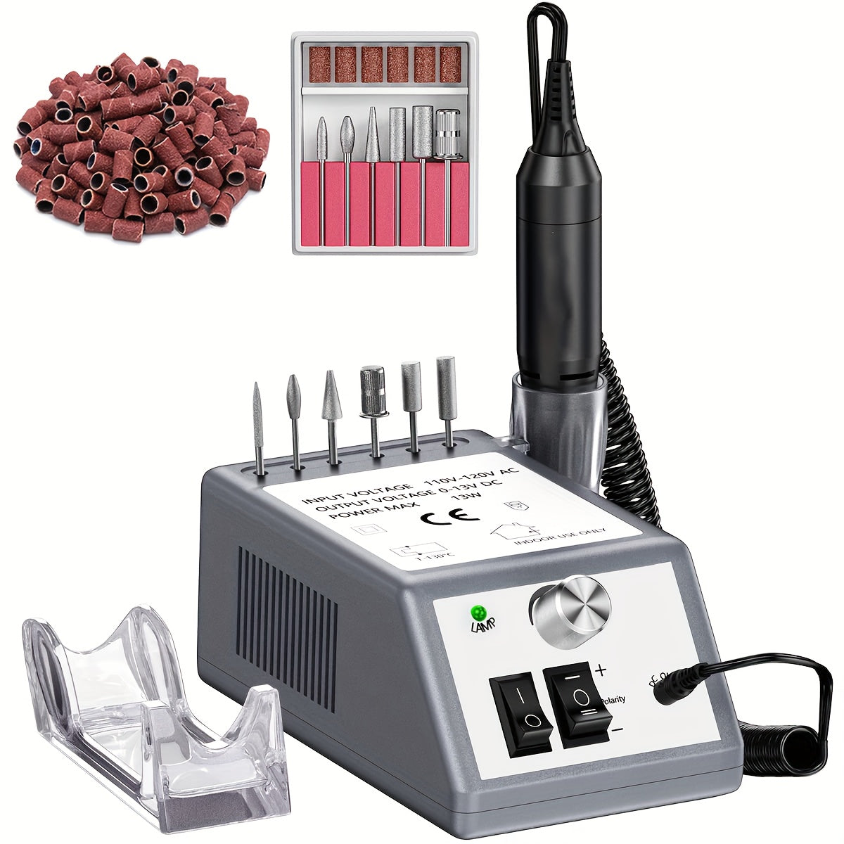 Fresatrice elettrica per unghie 20000RPM, set per unghie in acrilico, lima per unghie, rimozione smalto gel per manicure con 1 confezione di strisce abrasive, lega di alluminio