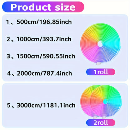 Striscia LED Neon RGB Smart Potenziata di Mexllex con Controllo App/Remoto, Vari Modalità, Timer e Sincronizzazione Musicale per Gaming e Decorazioni per la Stanza