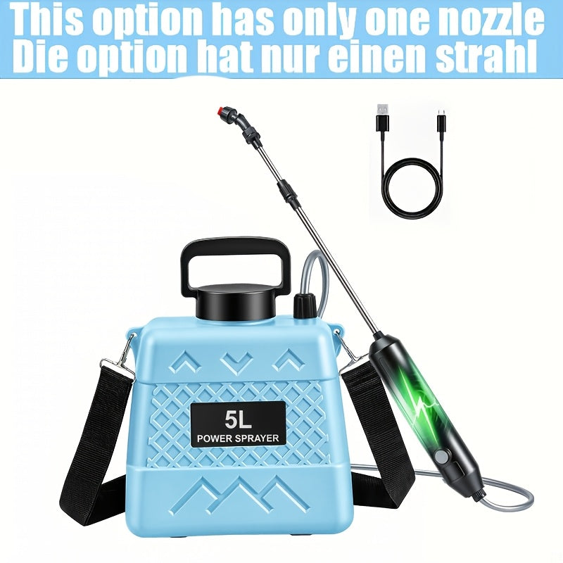 Spruzzatore Elettrico da 5L 1,32 Galloni con Annaffiatoio Elettrico Portatile Ricaricabile, Attrezzo Elettrico per Innaffiare il Giardino, Spruzzatore da Giardino con 3 Ugelli a Nebbia e Asta Estensibile, Adatto per Innaffiare Prati, Colture, Giardinaggio