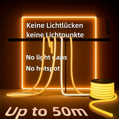 Striscia LED COB IP65 Flessibile 220V/230V, Bianco Caldo e Bianco Freddo, Neon LED in Silicone per Interni ed Esterni, Camera da Letto, Patio, Feste, Fai da Te e Decorazione Casa, per Insegne, Pareti, Bar, Illuminazione Festiva, 2m/20m/30m/50m