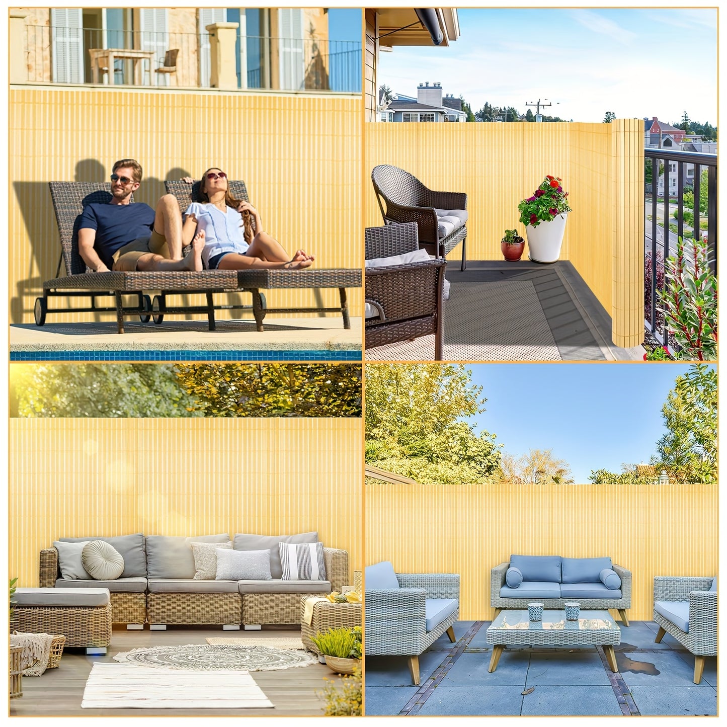 Recinzione Schermo Privacy in PVC Durevole - Protezione da Vento e Sole, Rinforzata con Legacci, Disponibile in Grigio/Verde/Marrone/Bambù - Misure Multiple per Giardino e Balcone