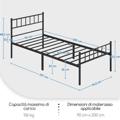Costoffs Struttura Letto Moderno in Metallo con Testiera e Pediera con Spazio di Archiviazione per Appartamento Camera da Letto