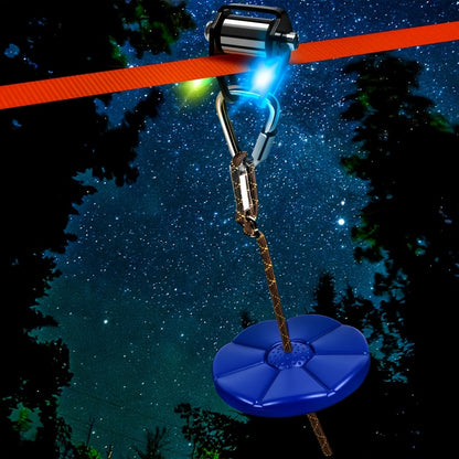 Set da 9 pezzi per ziplining in giardino, include kit scivolo zipline da esterno, puleggia stretta con gancio triangolare, set cintura piatta arancione stretta, altalena blu in ABS, borsa nera, portachiavi blu e set di giocattoli da esterno