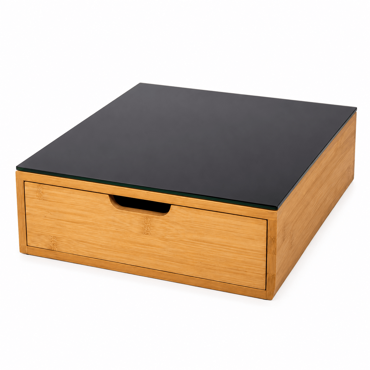 Porta cialde Organizer Bambù per Cialde con Vetro Temperato Organizer Capsule Caffè Cassetto Porta Oggetti Cassetto Minuteria Mobiletto Porta Tè Cassetto Cucito 4 Scomparti Separati