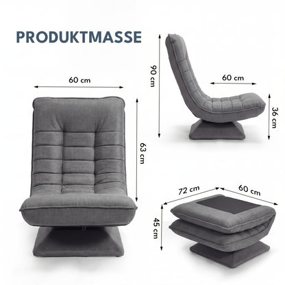 Poltrona Divano, Sedia da Terra, Schienale Regolabile Rotazione a 360° Pieghevole Portata 150Kg Design Elegante e Comfort Fanno di Essa l'Attenzione Principale della Tua Decorazione Domestica, Offrendoti un Luogo Comodo per Rilassarti. Nero, Grigio
