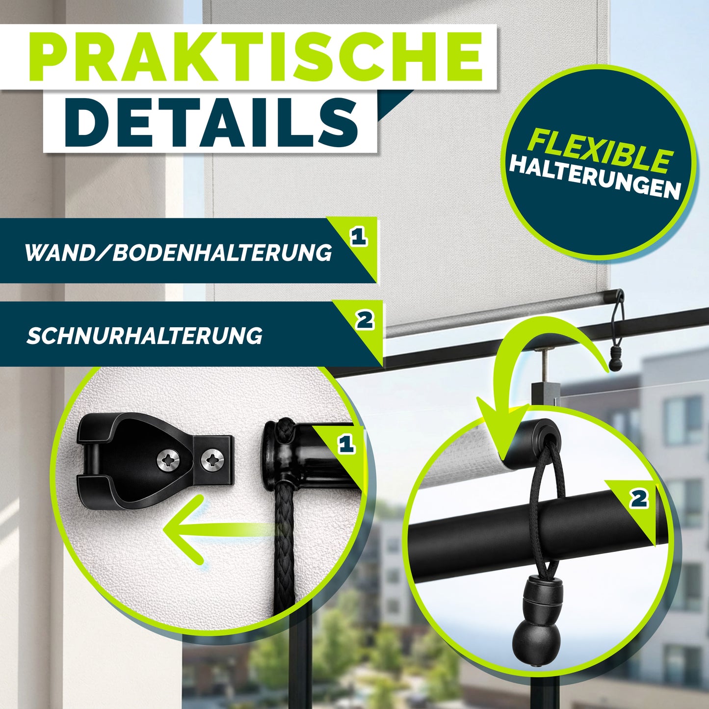 Tenda Verticale Tillvex® per Interni ed Esterni | Tenda Avvolgibile Impermeabile con Manovella per Balcone, Terrazza e Giardino | Tenda Avvolgibile in Alluminio per Protezione Solare | Schermo Privacy per Esterni