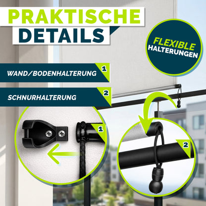 Tenda Verticale Tillvex® per Interni ed Esterni | Tenda Avvolgibile Impermeabile con Manovella per Balcone, Terrazza e Giardino | Tenda Avvolgibile in Alluminio per Protezione Solare | Schermo Privacy per Esterni