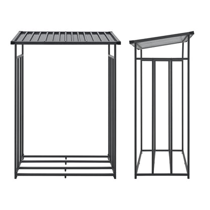Casa.Pro Chimney Wood Rack Yakutat Stand per legna da esterno Stand per legna da esterno Stand per legna da esterno con copertura Chimney Wood Stand Metallo Nero