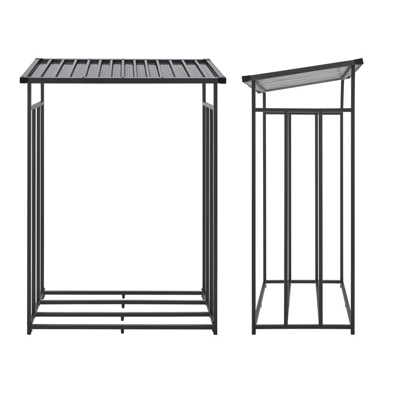Casa.Pro Chimney Wood Rack Yakutat Stand per legna da esterno Stand per legna da esterno Stand per legna da esterno con copertura Chimney Wood Stand Metallo Nero