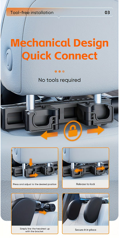 1 pezzo Poggiatesta Auto a Forma di U in Schiuma Memory a Temperatura Costante 45D, Cuscino per Collo Regolabile Meccanicamente a 360°, Design con Doppi Ganci per Uso Rimovibile su un Lato, Supporto Ergonomico per Dormire di Lato - Regalo 3 in 1 per Veico