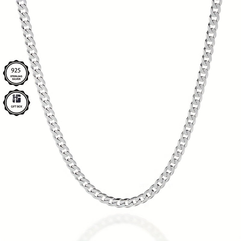 Magazzino Locale, Collana a Catena Cubana Argentata 925, Peso 15.5g/18.5g/20.6g, con Contenuto Argentato di 10g/12.3g/13.4g. Con un Design Elegante e Minimalista, Adatta per l'Uso Quotidiano, Include una Confezione Regalo di Lusso.
