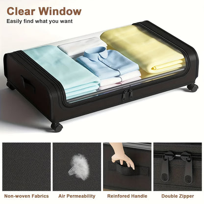 Scatola di Stoccaggio Sotto Letto Cassettiera Sotto Letto con Ruote Coperchio Telaio in Metallo Organizzatore per Letto Borsa di Stoccaggio Pieghevole per Vestiti Scarpe Coperte, Stoccaggio Sotto Letto