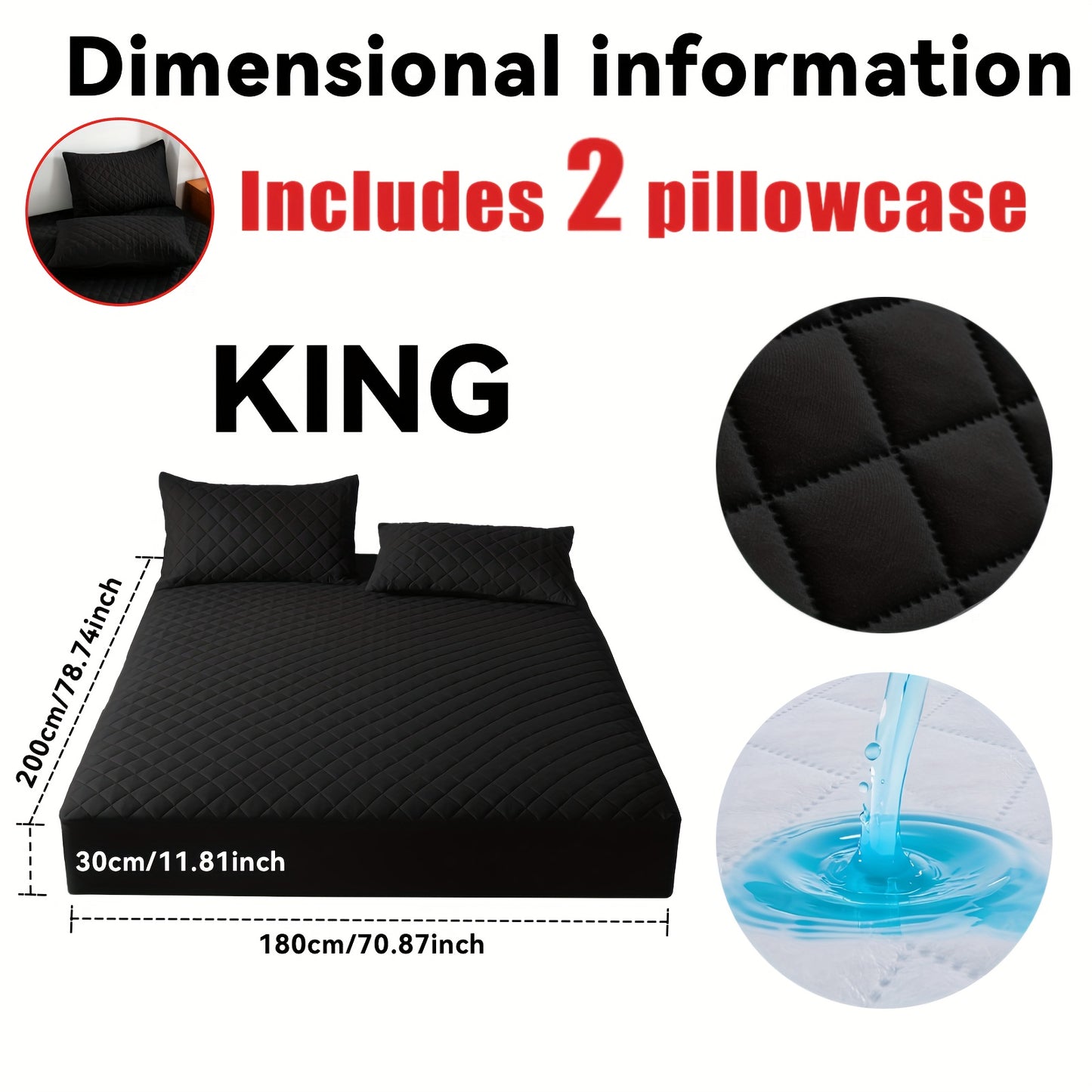Questo è un set da 3 pezzi che include un proteggi materasso impermeabile ultra-morbido e una mezza federa (il nucleo del cuscino non è incluso). Presenta un design spesso e caldo in tinta unita, il che lo rende un'opzione perfetta per proteggere i matera