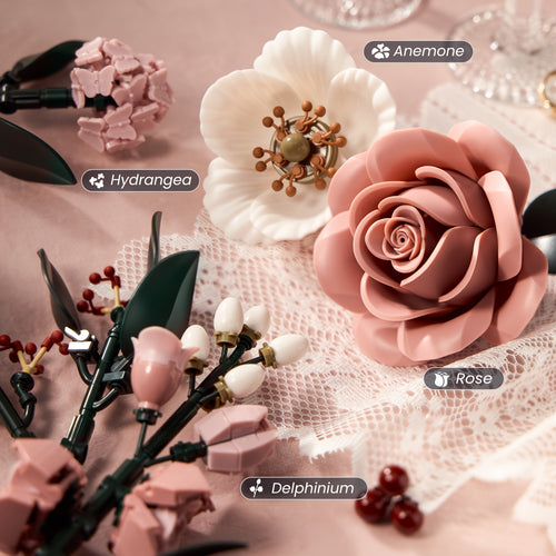 Regalo di San Rose Rosse, Rose Bianche, Bouquet di Rose Rosse, Fiori Artificiali che Non Sbiadiscono, Bouquet di Blocchi da Costruzione per Adulti, Adatto per Bouquet Nuziale di San