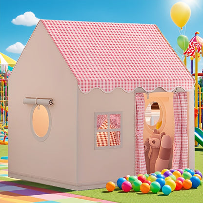 Tenda a scacchi rosa e bianca stile casa - Grande casetta da gioco per interni ed esterni per bambini | Pieghevole per una facile conservazione | Grande casa a scacchi rosa | Regalo perfetto per vacanze e compleanni per ragazzi e ragazze. Casa fantastica