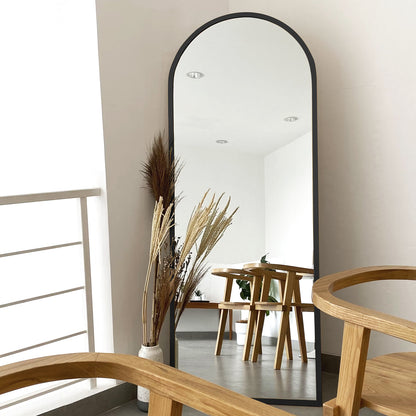Specchio autoportante completo lunghezza facile da installare 53.34cm X 162.56cm con struttura in lega di alluminio nero dorato, specchio completo lunghezza con supporto, specchio da parete, specchio da appendere per decorare camera da letto, bagno, soggi