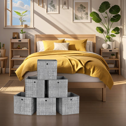 Scatole di Stoccaggio Pieghevoli, Set di 6, 30 x 30 x 30 cm, Adatte a Unità di Stoccaggio Cubiche, per Scaffali, Stoccaggio di Vestiti