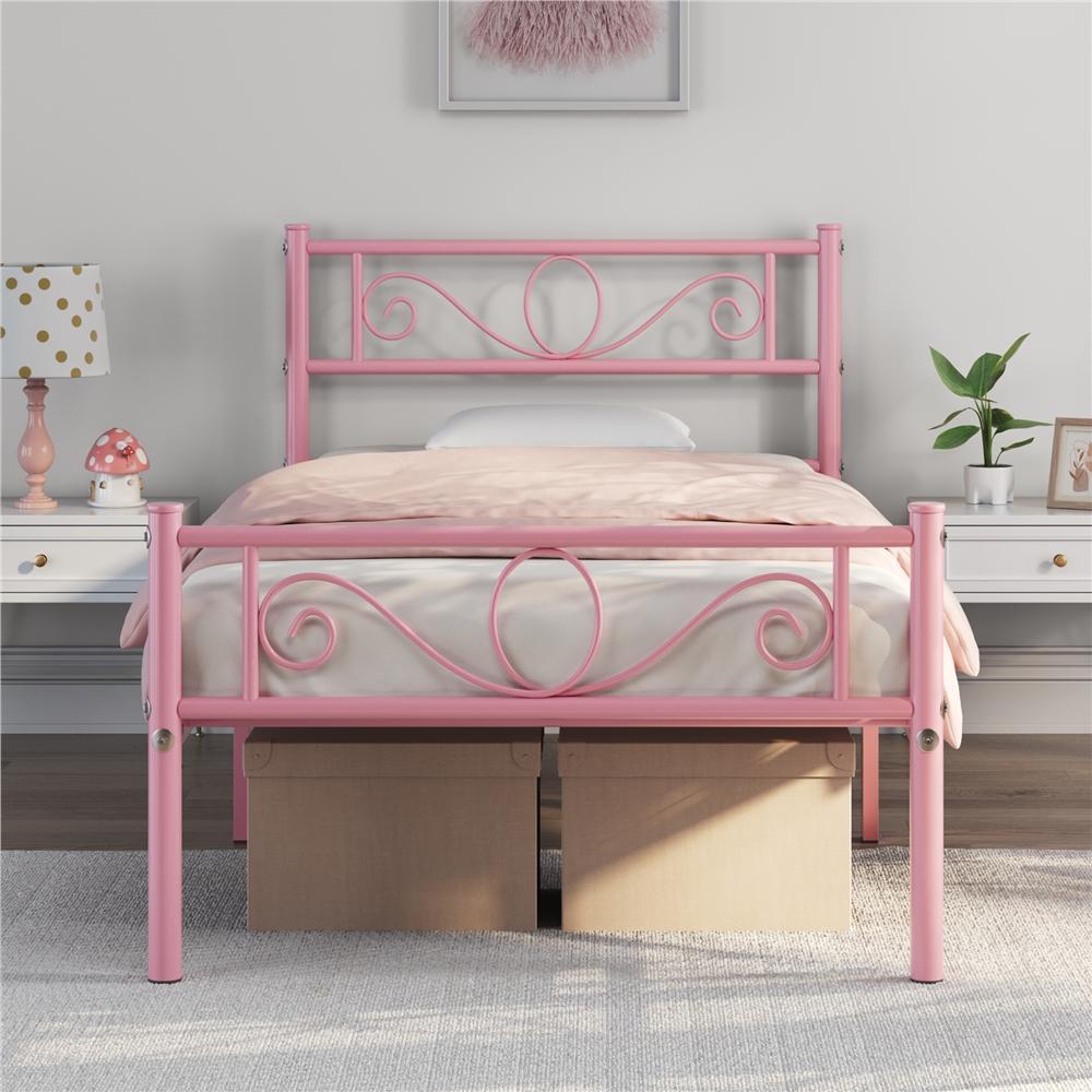 Costoffs Struttura Letto Stile Rustico Moderno in Metallo con Testiera Elegante e Pediera per Appartamento Camera da Letto Stanza degli Ospiti Studio