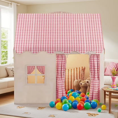 Tenda a scacchi rosa e bianca stile casa - Grande casetta da gioco per interni ed esterni per bambini | Pieghevole per una facile conservazione | Grande casa a scacchi rosa | Regalo perfetto per vacanze e compleanni per ragazzi e ragazze. Casa fantastica