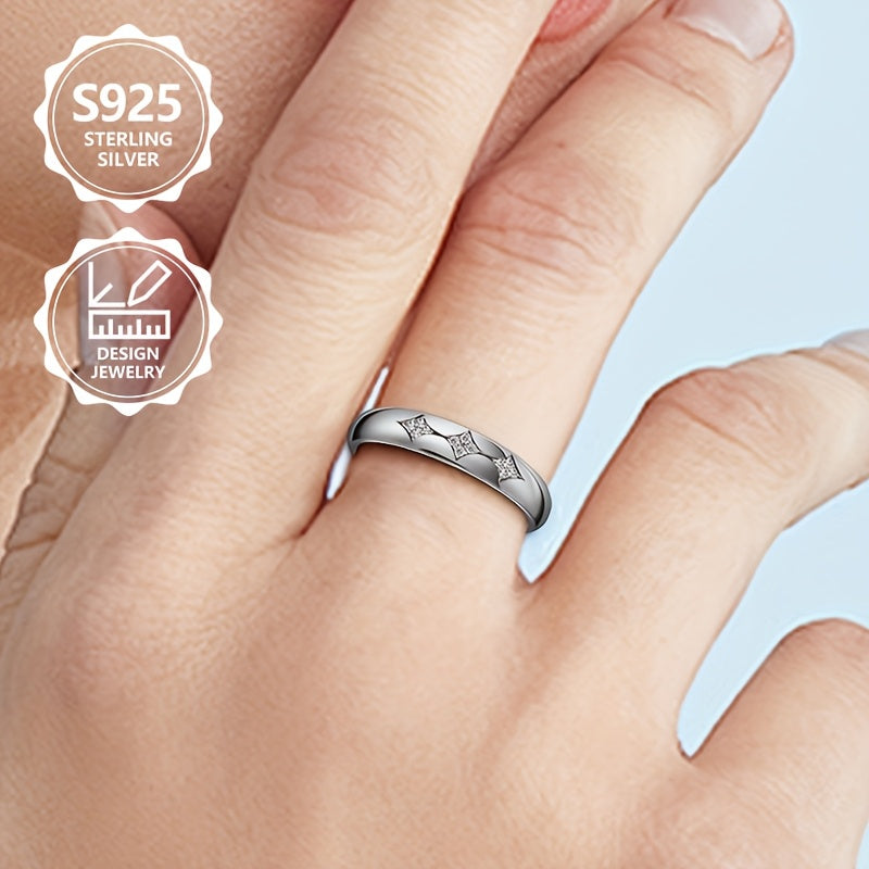 Anello da donna in argento sterling 925, squisito e alla moda, elegante e raffinato, intarsiato con zirconi cubici sintetici scintillanti, anello di gioielleria da donna di alto valore, adatto per viaggi di vacanza, uso quotidiano, un regalo commemorativo