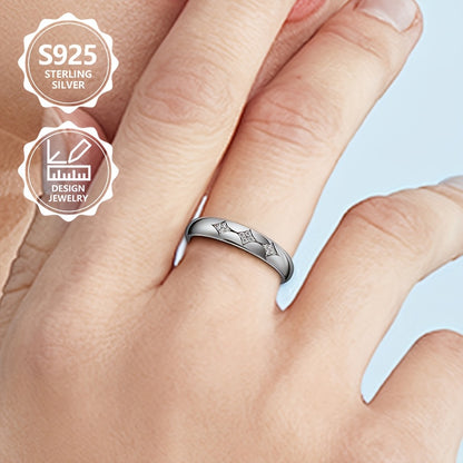 Anello da donna in argento sterling 925, squisito e alla moda, elegante e raffinato, intarsiato con zirconi cubici sintetici scintillanti, anello di gioielleria da donna di alto valore, adatto per viaggi di vacanza, uso quotidiano, un regalo commemorativo