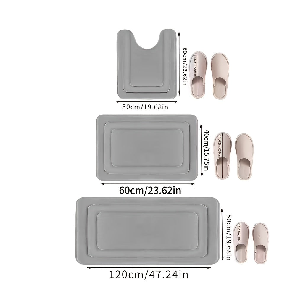 Set di 3 tappeti antiscivolo per bagno, tappetino da bagno ispessito super assorbente, tappetino morbido ad asciugatura rapida, con tappetino per WC a forma di U, tappetino per pavimento del bagno, tappetino da doccia, vasca da bagno, box doccia, accessor