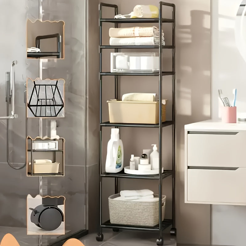 Scaffalatura verticale versatile a 6 ripiani per riporre oggetti in casa, adatta per cucina, bagno e camera da letto. Facile da montare e utilizzabile in più scenari., Scaffale autoportante