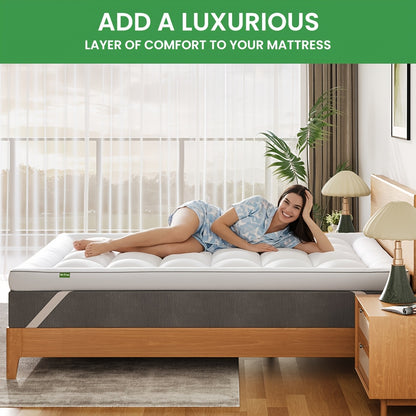 Coprimaterasso Premium Mr. Tree 1100GSM - Ultra Morbido e Soffice, Traspirante e Confortevole per Tutti gli Anni, Rivestimento 100% Microfibra con Cinghie Elastiche Resistenti, Topper per Letto con Sostegno a Letto e Essenziali per la Biancheria da Letto
