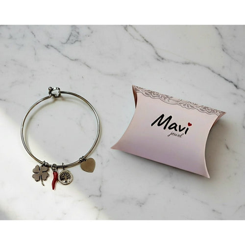 Bracciale donna rigido con corno Portafortuna