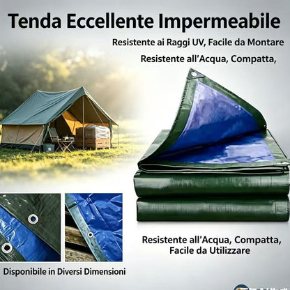 Telo Occhiellato Blu/Verde,Telone resistente, Telo Impermeabile,tessuto di alta qualità, multiuso, Adatto per Tetto,, con occhielli , ideale come regalo per familiari e amici, perfetto per cortili, giardini, patii e aree piscina,Barca, Ombreggiatura Veico
