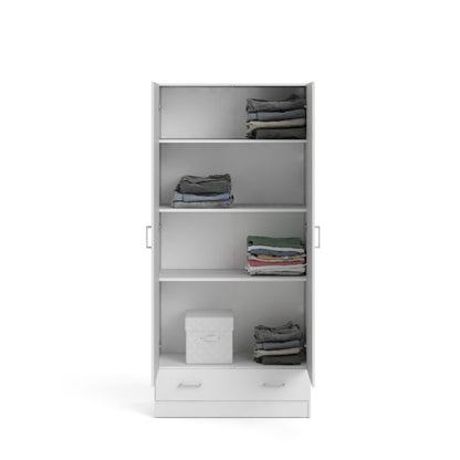 Guardaroba 2 ante Amylya, Mobile camera da letto, Cabina armadio portabiti, Armadio appendiabiti, 79x36 h170 cm, Disponibile in 2 colori