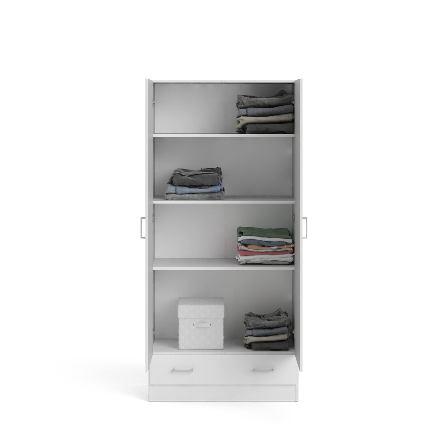Guardaroba 2 ante Amylya, Mobile camera da letto, Cabina armadio portabiti, Armadio appendiabiti, 79x36 h170 cm, Disponibile in 2 colori