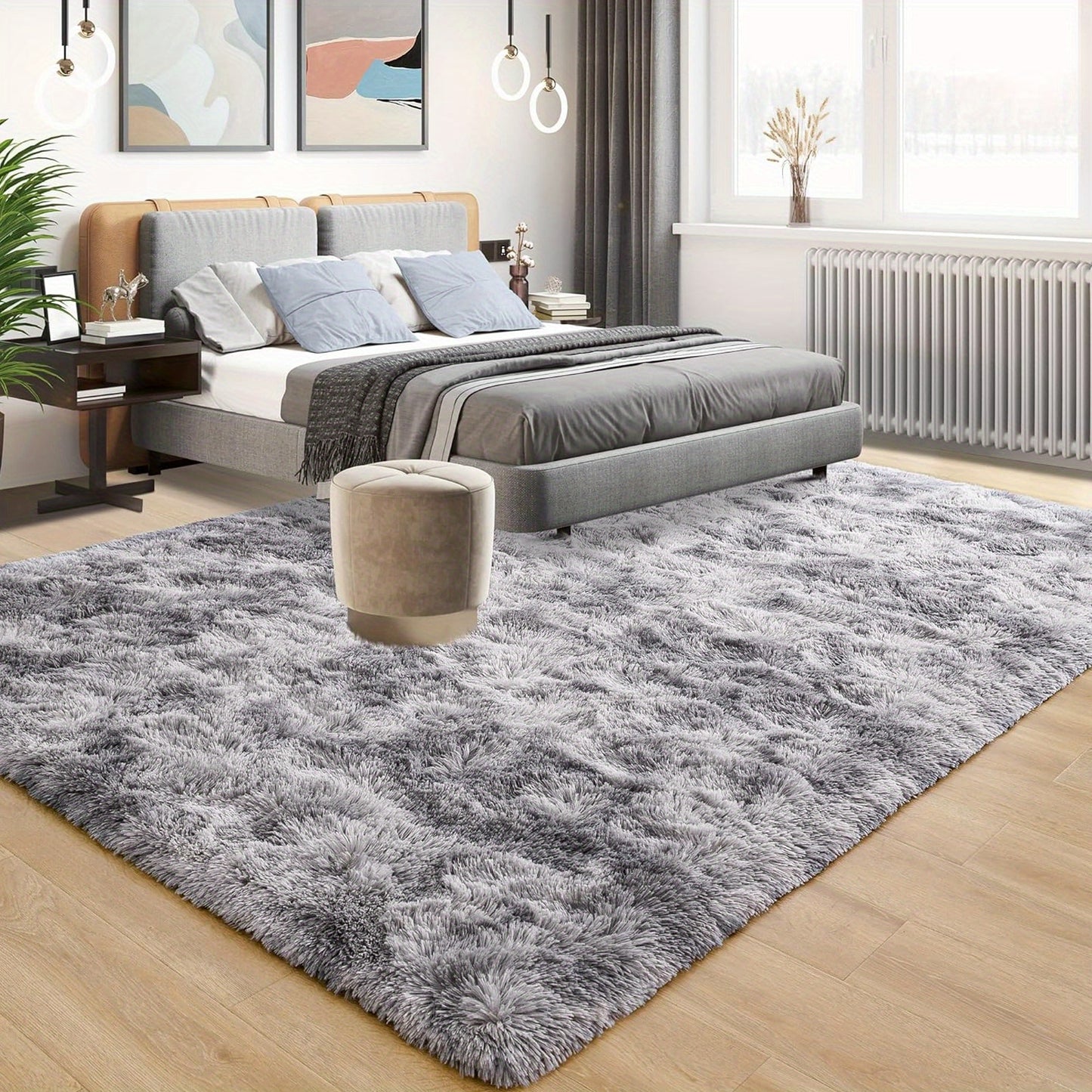Morbidissimo Tappeto Moderno Grande per Interni, Lussuoso e Morbido per Soggiorno Camera da Letto Dormitorio Decorativo, Antiscivolo Peluche Soffice con Pelo, Comodo Tappetino Accento Pavimento Grigio Chiaro