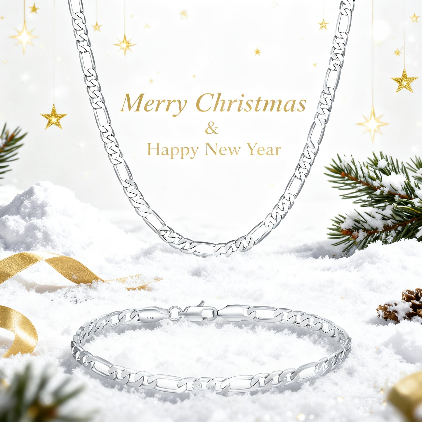 Elegante e versatile set di collana e bracciale Fegaro in argento 925, adatto sia a uomini che a donne, con bassa allergenicità. Perfetto per abbigliamento casual, hip-hop, punk, sport, feste e come regalo per le vacanze. Confezionato in un'adorabile conf