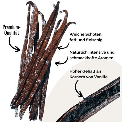 30 Baccelli di Vaniglia Premium • Qualità di Grado A • Baccelli Morbidi e Carnosi • Perfetti per Cucinare e Cuocere • Sacchetto Richiudibile - Freschezza Duratura • Selezione Prestige Sofia Vanilla