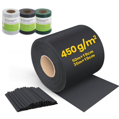 Strisce schermanti per privacy in PVC 450g/m², schermo per recinzione da giardino, 50m x 19cm, tappetini a doppia asta con 40 clip per terrazza, patio, balcone, grigio antracite, verde, grigio chiaro