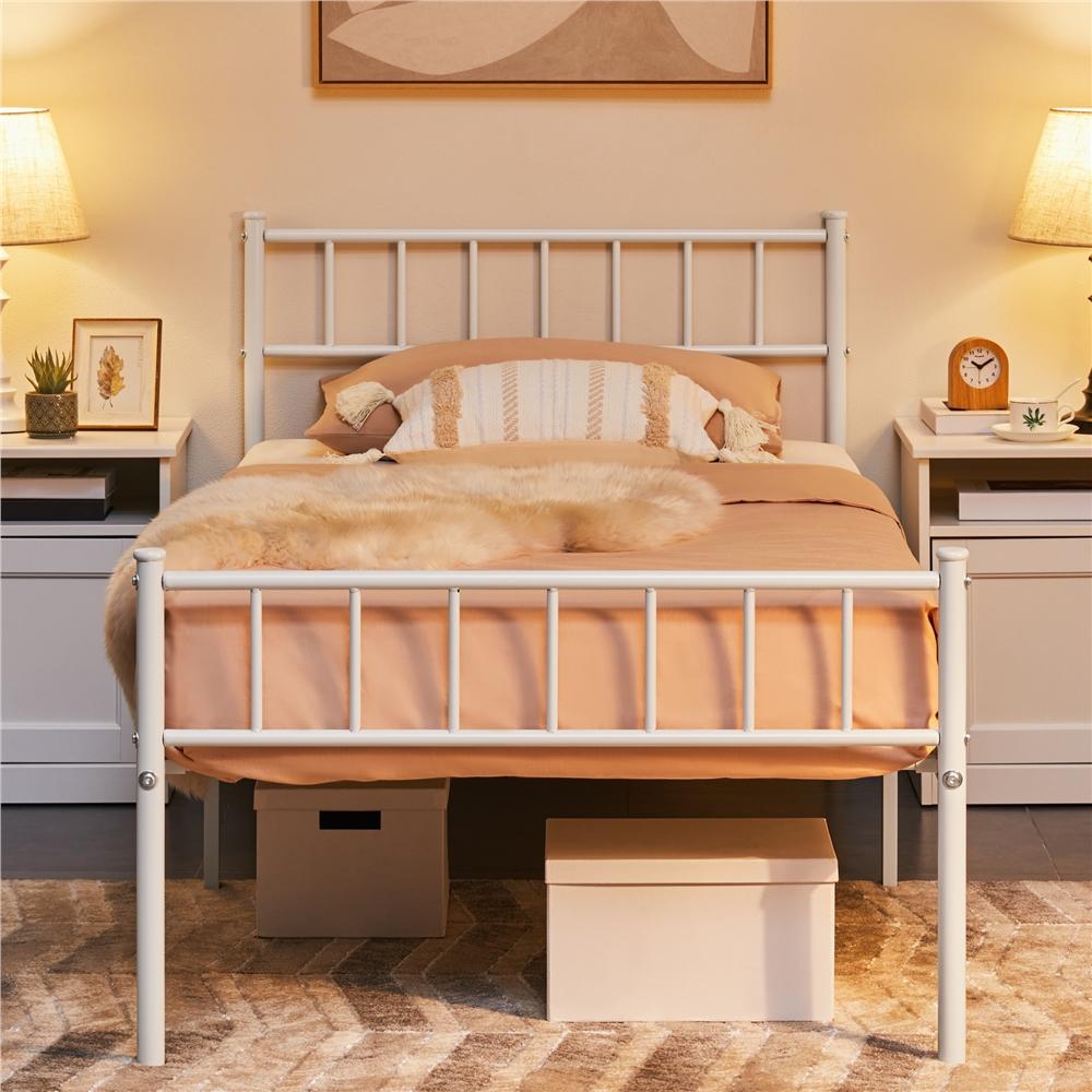 Costoffs Struttura Letto Moderno in Metallo con Testiera e Pediera con Spazio di Archiviazione per Appartamento Camera da Letto