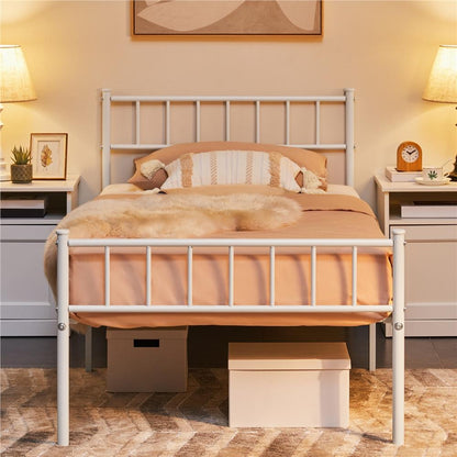 Costoffs Struttura Letto Moderno in Metallo con Testiera e Pediera con Spazio di Archiviazione per Appartamento Camera da Letto