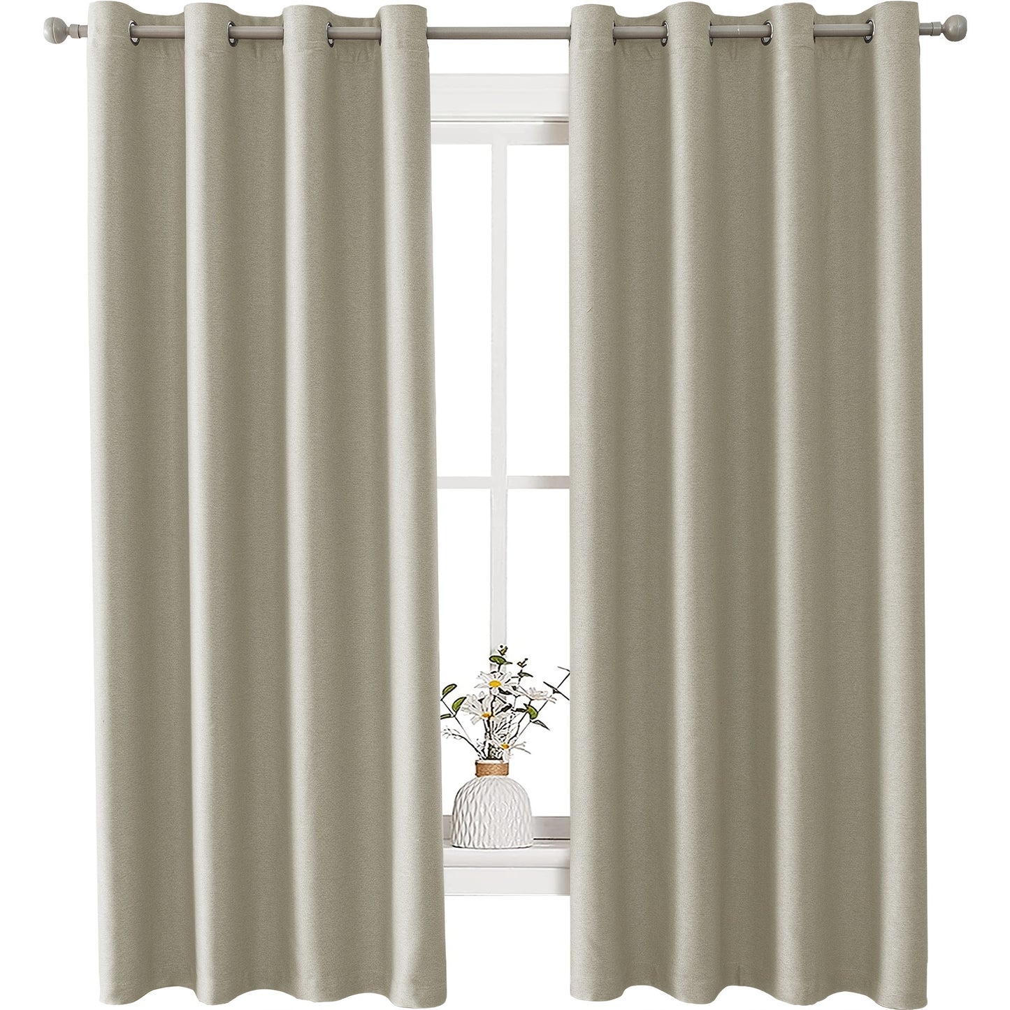 Set di 2 Tende Oscuranti Effetto Blackout, 117X137Cm, Tende Moderne per Interni, Tende per Camera da Letto, Tende per Interni, Tenda Termoisolante per Freddo e Caldo, Tende per Soggiorno, Grigio Chiaro