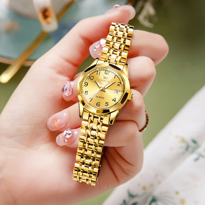 OLEVS Orologio da Donna Classico Moda Analogico Quarzo Donna Orologio Elegante Lusso Piccolo Quadrante Cinturino in Acciaio Inossidabile Luminoso con Calendario Data Orologi da Donna Regali Romantici per Lei Orologio da Donna Quadrante Blu/Bianco/Dorato