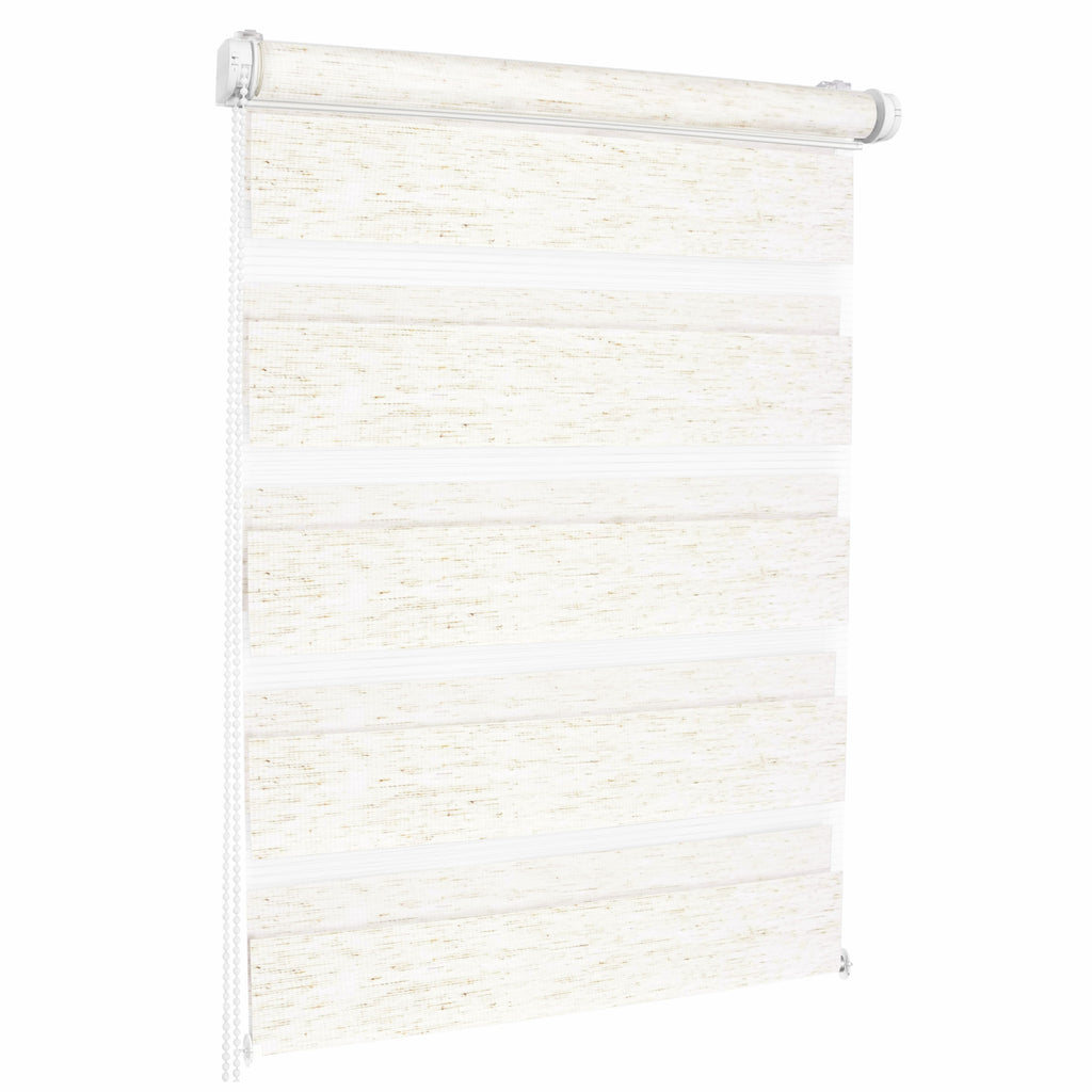 Tenda a Rullo Giorno & Notte - Beige Melange - 32 Misure - BOJANEK Giorno & Notte - Installazione Finestra Non Invasiva, Nessuna Foratura Richiesta, Regolazione a Catena, Supporti Regolabili per Varie Spessori di Finestra, Design Moderno, Protezione dalla