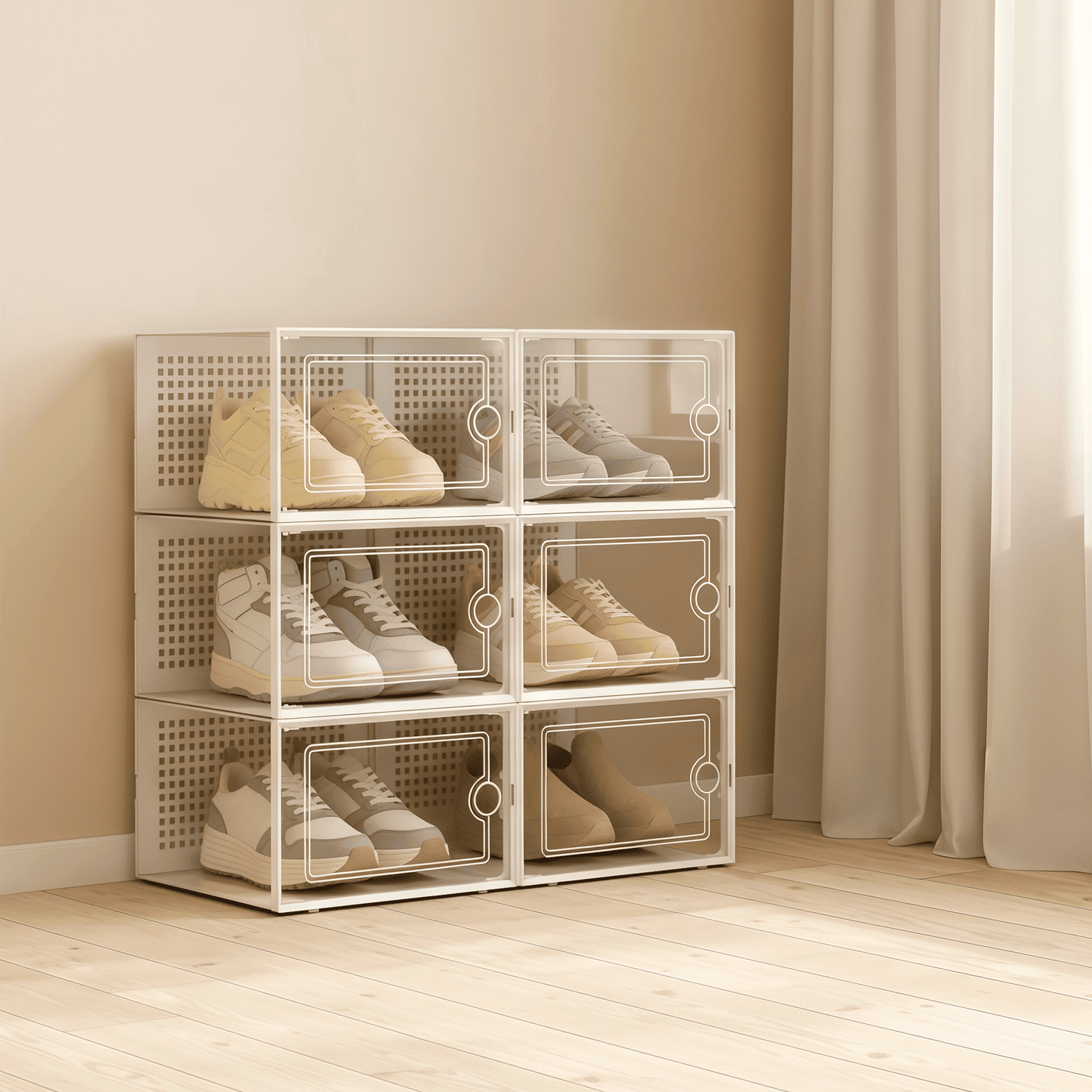 RELAXTY Organizzatore Scarpe – Scatole per Scarpe Impilabili Trasparenti con Apertura Frontale, Sistema Anti-Ribaltamento e Ventilazione